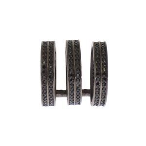 Nialaya Black CZ Rhodium 925 Silver Women's Ring